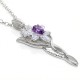 Official Arwen Evenstar pendant necklace in solid 925 sterling silver set with seven genuine natural non-heat-treated amethyst stones, claw-set, film-accurate proportions, New Line Productions licensed Lord of the Rings jewellery