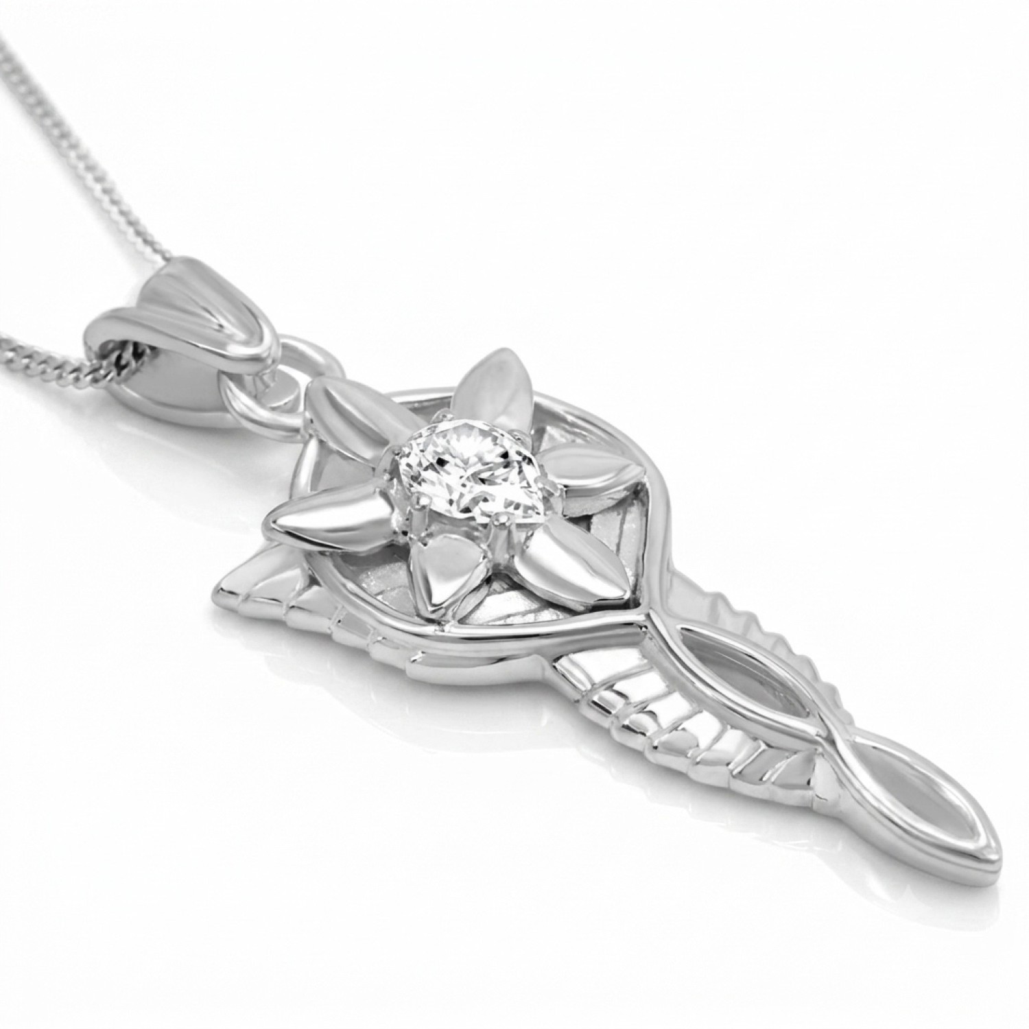Official Arwen Evenstar Miniature Pendant — Sterling Silver & CZ — lotrjewelry.com Official Arwen Evenstar Miniature Pendant — Sterling Silver & CZ — lotrjewelry.com
