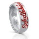 Official Lord of the Rings One Ring in solid 925 sterling silver with red UV-reactive fire script inscription, glows deep red under black light, 6mm Comfort Curve profile, made to order in New Zealand, New Line Productions licensed