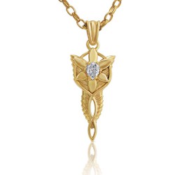 Arwen Evenstar 9ct Gold Pendant - Lord of the Rings Ring Jewellery - The Evenstar ...and she took a white gem like a star that lay upon her breast hanging upon a silver chain..." The Evenstar Necklace was gi