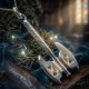 Official Gimli's Axe Pendant in solid 925 sterling silver, 48mm, double-bladed battle-axe of the Fellowship's Dwarf warrior, New Line Cinema licensed, made in New Zealand