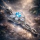 Official Arwen Evenstar pendant in solid 925 sterling silver with genuine natural blue topaz centre stone and cubic zirconia star points, claw-set, Mohs 8, New Line Productions licensed