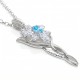 Official Arwen Evenstar pendant in solid 925 sterling silver with genuine natural blue topaz centre stone and cubic zirconia star points, claw-set, Mohs 8, New Line Productions licensed