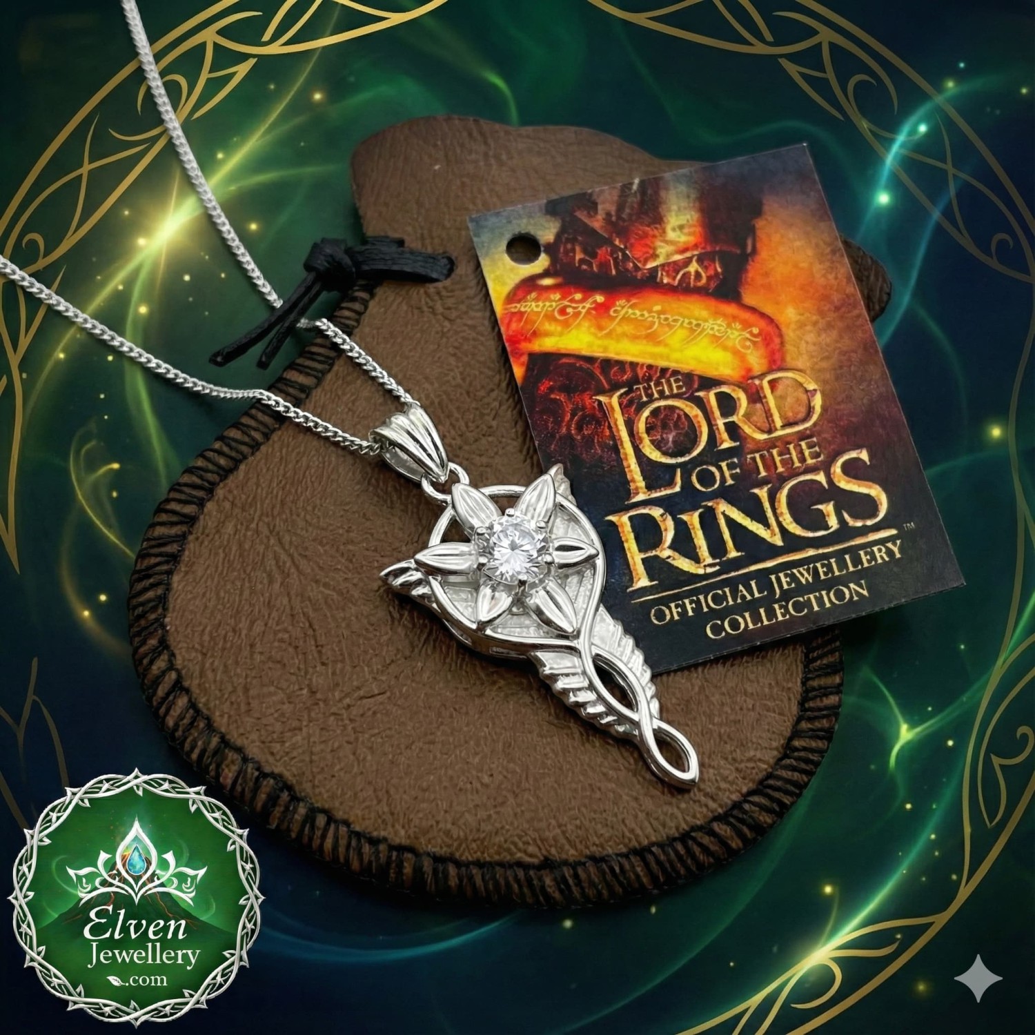 Official Arwen Evenstar Miniature Pendant — Sterling Silver & CZ — lotrjewelry.com