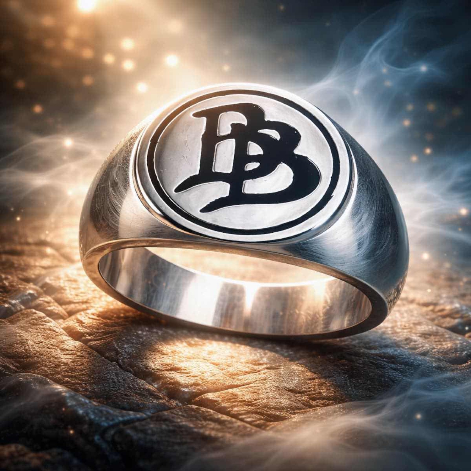 Official Bilbo Baggins BB Signet Ring in solid 925 sterling silver, 16mm face BB monogram, custom made to exact size, New Line Productions licensed, made in New Zealand
