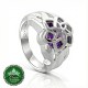 Official Nenya Ring of Galadriel in solid 925 sterling silver with cage-set cubic zirconia, Mallorn leaf design, handcrafted in New Zealand by Lord of the Rings licence holders — available in clear, blue, and purple stone
