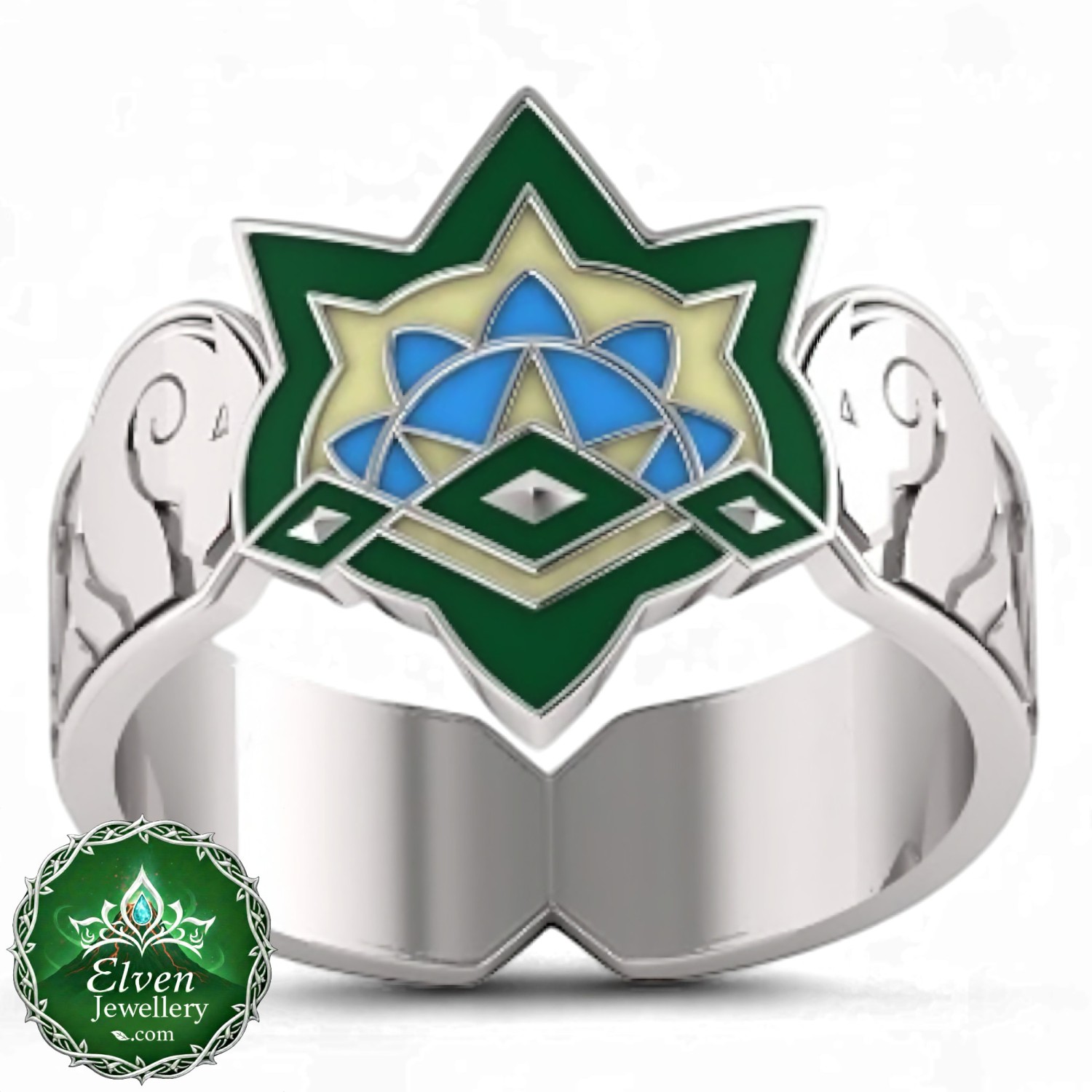 Official Helm's Hammerhand Ring in solid 925 sterling silver, Rohirric motifs, War of the Rohirrim 2024 anime, New Line Productions licensed, custom made in New Zealand