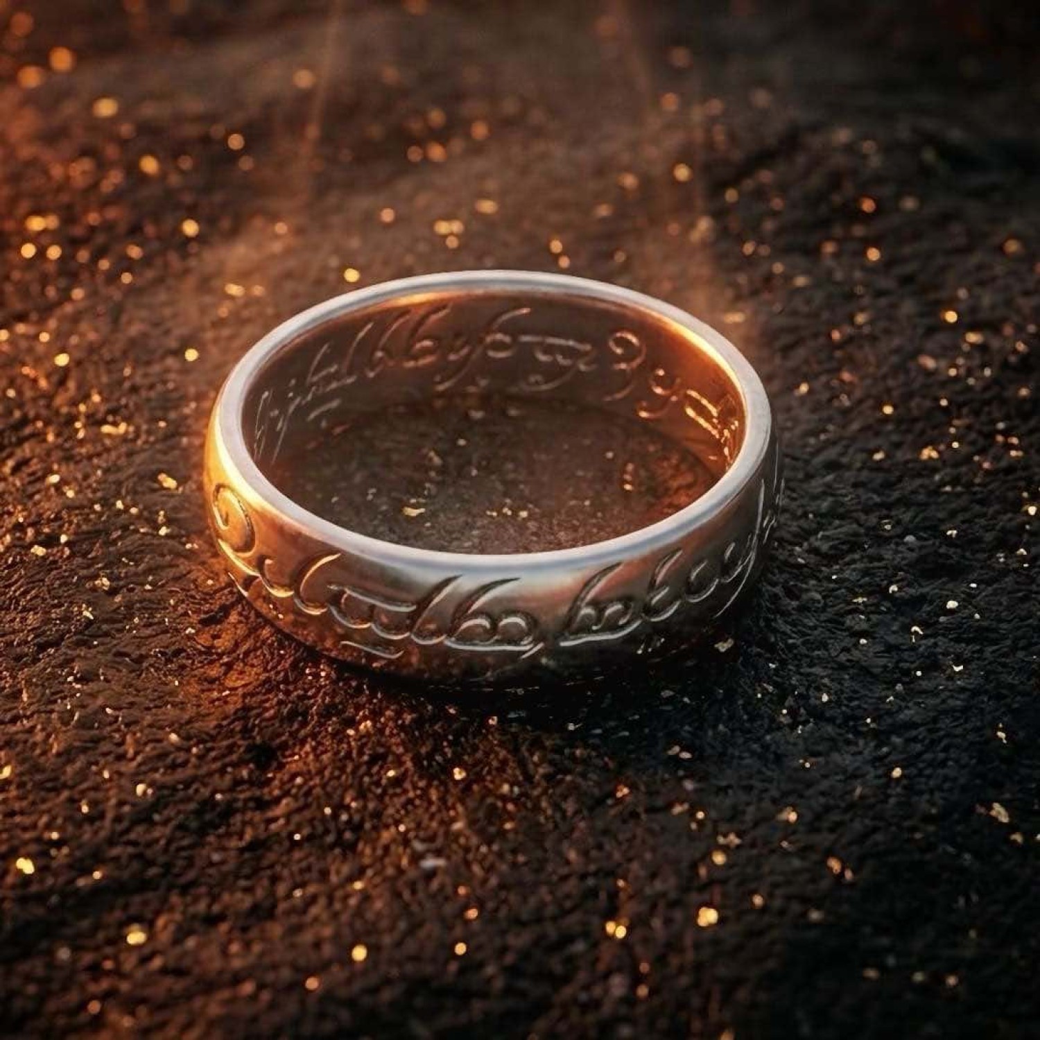 Official One Ring Sterling Silver Replica New Zealand Official Lord of the Rings One Ring replica in solid 925 sterling silver with cast engraved Black Speech inscription, 6mm Comfort Curve profile, made to order in New Zealand, New Line Productions licensed