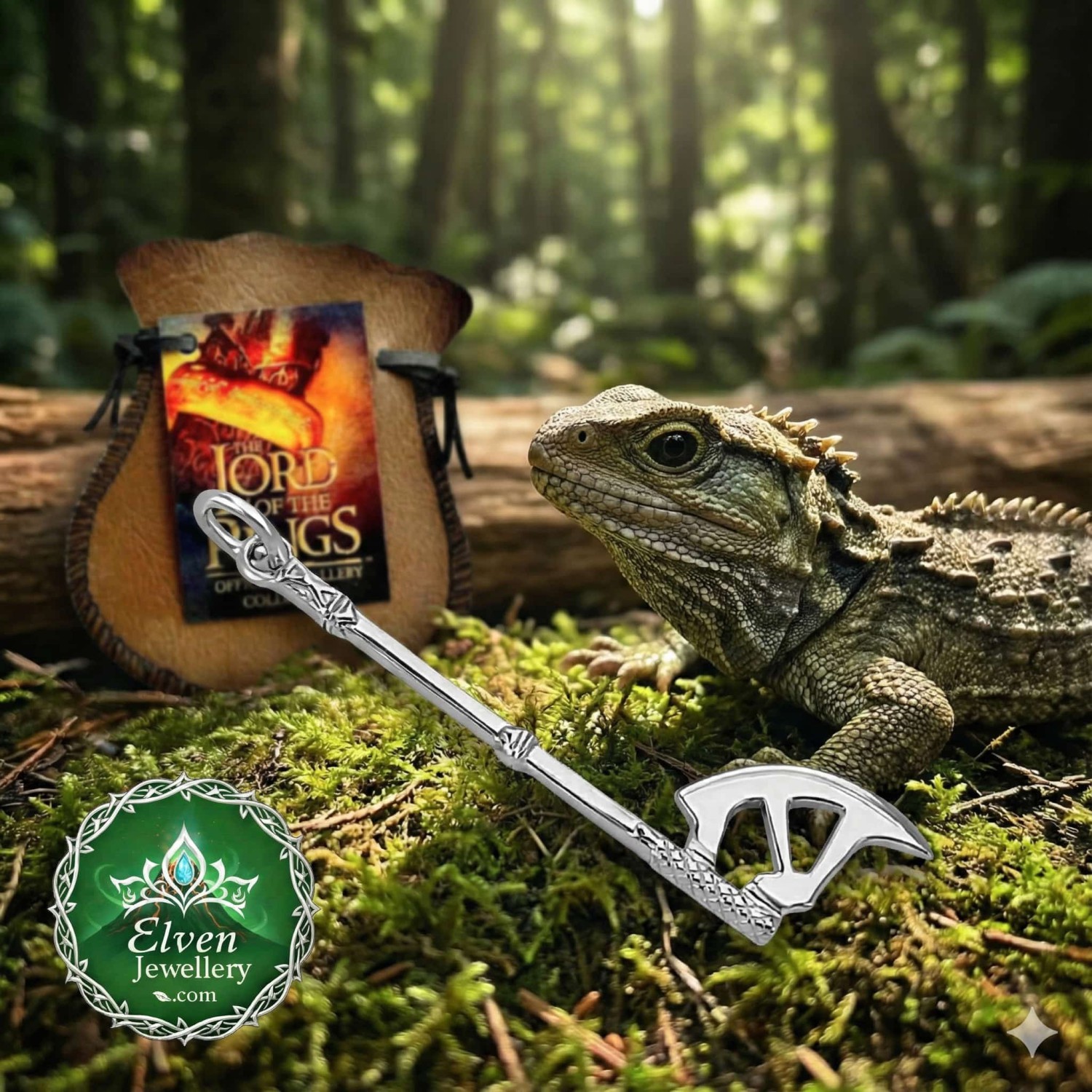 Official Glóin's Axe Pendant in solid 925 sterling silver, 60mm, the weapon inherited by Gimli for the Fellowship of the Ring, New Line Productions licensed, made in New Zealand