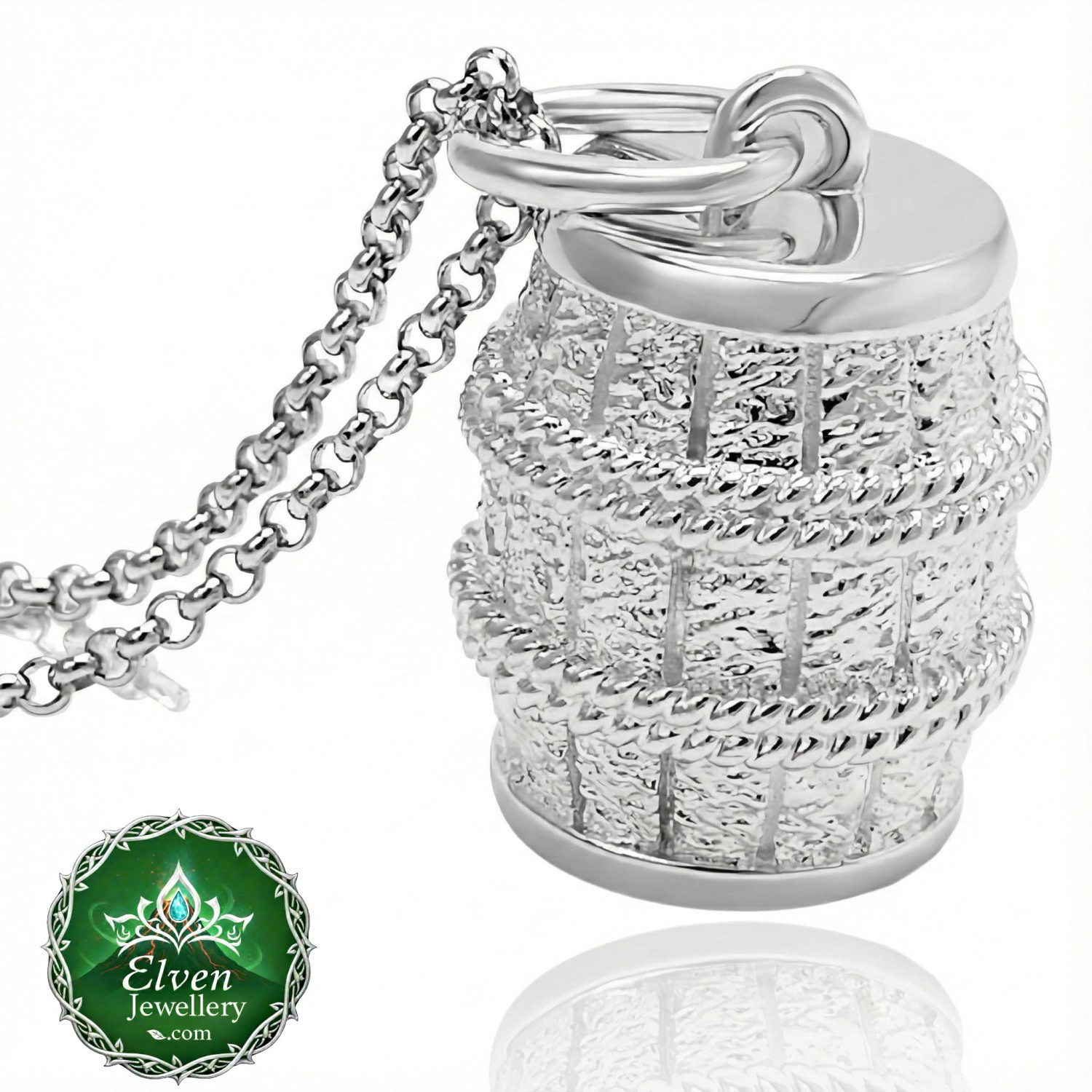 Official Hobbit Barrel Rider Pendant in solid 925 sterling silver, 15mm × 17mm, filmed on Te Hoiere Pelorus River Marlborough New Zealand, New Line Productions licensed, 45cm chain included