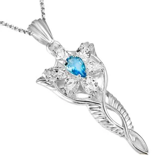 Arwen Evenstar Pendant set with Topaz Lord of Rings | Available in Gold and Silver Shipped Free from Middle Earth - 5 Year Guarantee