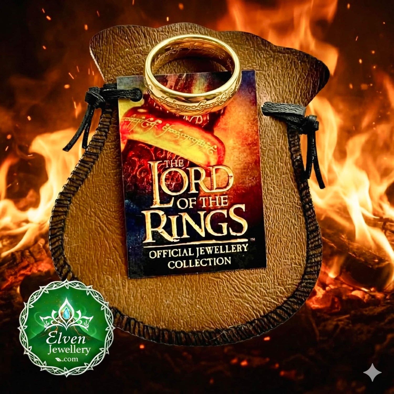Lord of the Rings Gold One Ring with Fine Engraving The Official One Ring in Solid Gold with Fine Engraving-Lord of the Rings Jewelry-Elven Jewellery