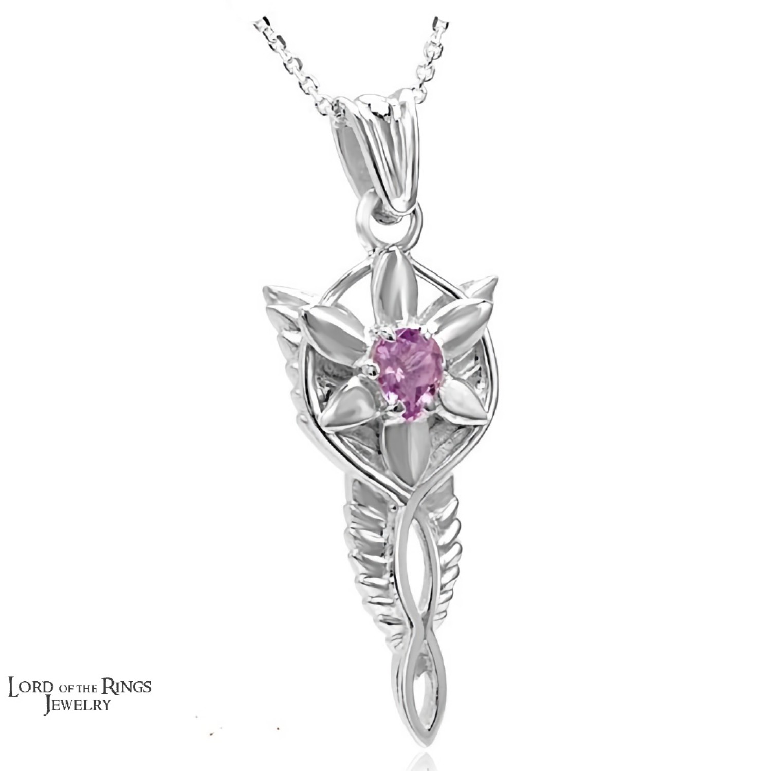 Evenstar Necklace Amethyst (Small) - Lord of the Rings Ring Jewellery - The Evenstar ...and she took a white gem like a star that lay upon her breast hanging upon a silver chain..." The Evenstar pendant was given