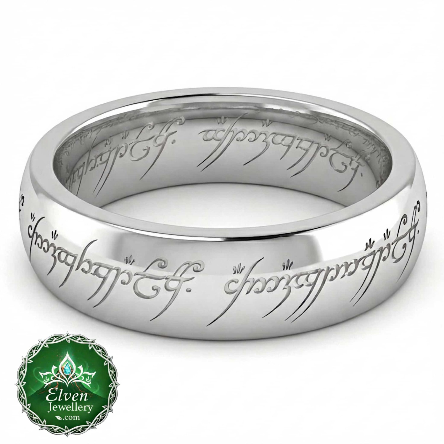 Official One Ring Sterling Silver Precision Engraved — LOTR Replica — New Zealand Official Lord of the Rings One Ring in solid 925 sterling silver with precision engraved Black Speech Elvish Tengwar inscription, silver-on-silver ghost effect, handcrafted in New Zealand