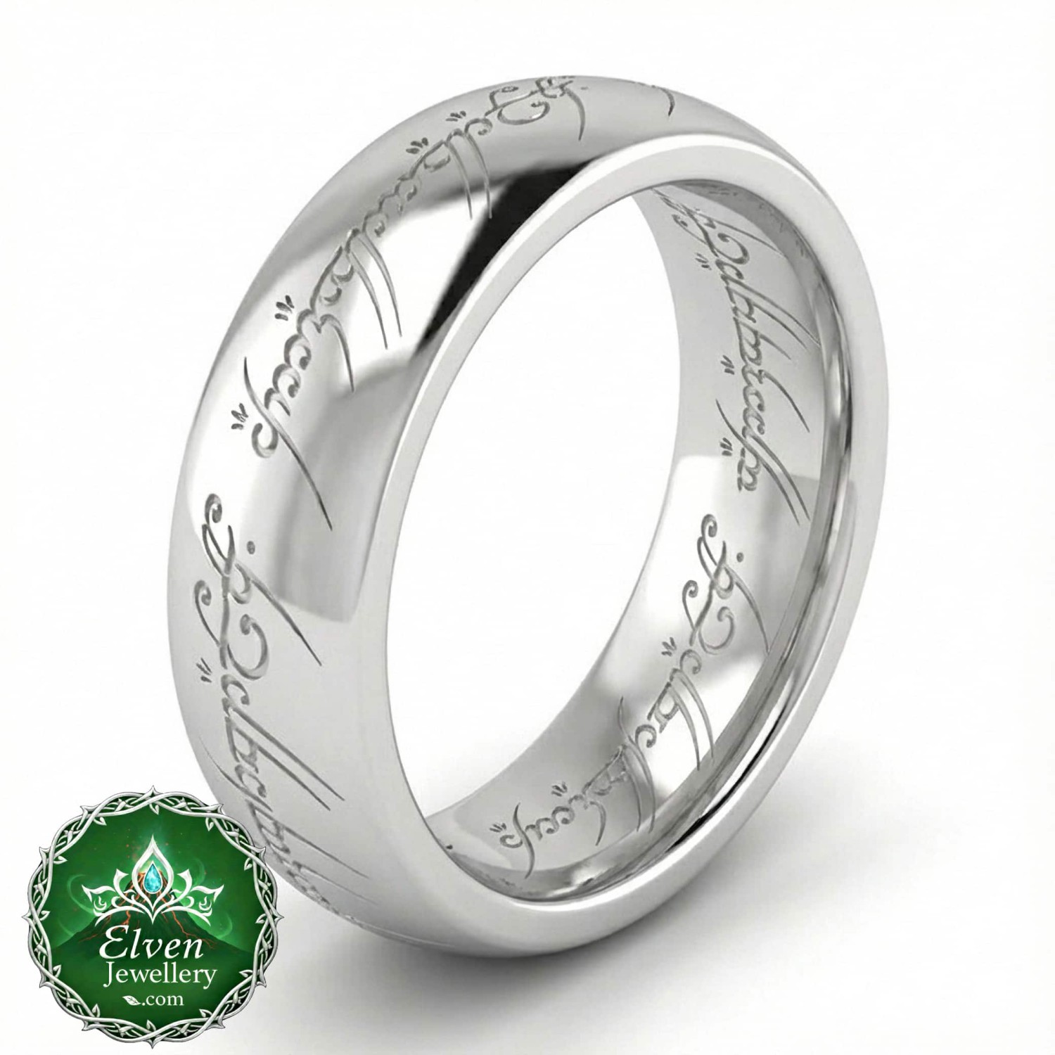 Official One Ring Sterling Silver Precision Engraved — LOTR Replica — New Zealand Official Lord of the Rings One Ring in solid 925 sterling silver with precision engraved Black Speech Elvish Tengwar inscription, silver-on-silver ghost effect, handcrafted in New Zealand