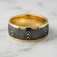 The Strata: Black Zirconium & Gold Wedding Ring
